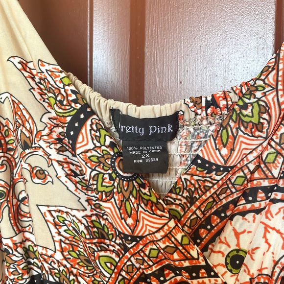 Pretty Pink Beige MIDI Tank Dress W/ Waist Accent Size 2X - Picture 2 of 4